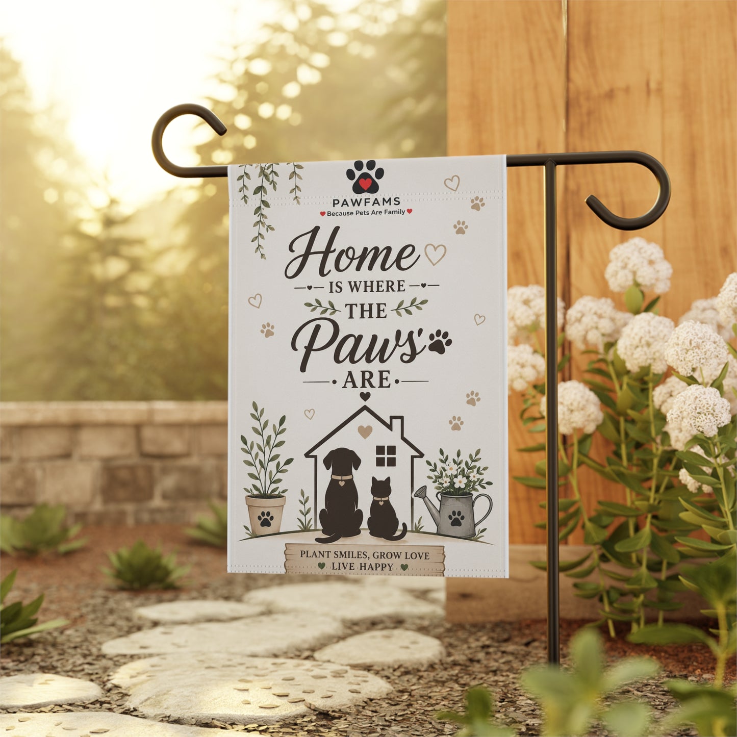 Home Is Where The Paws Are Garden Flag