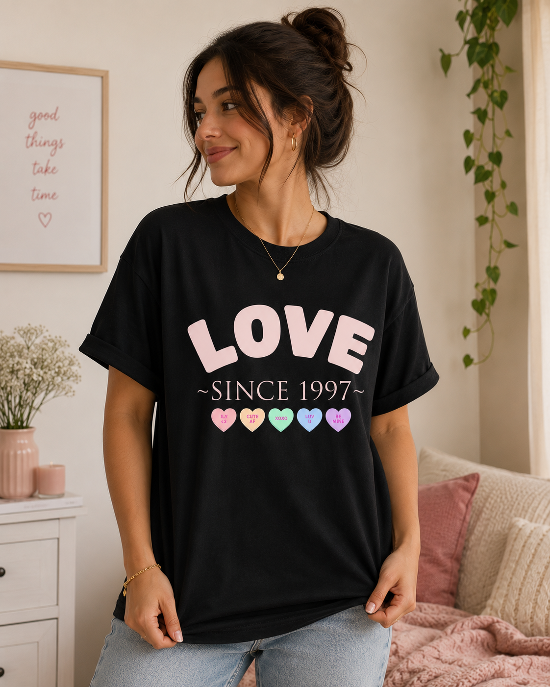 Cute Couple Tee — Pinky Promise & Kissing Cartoon Shirt