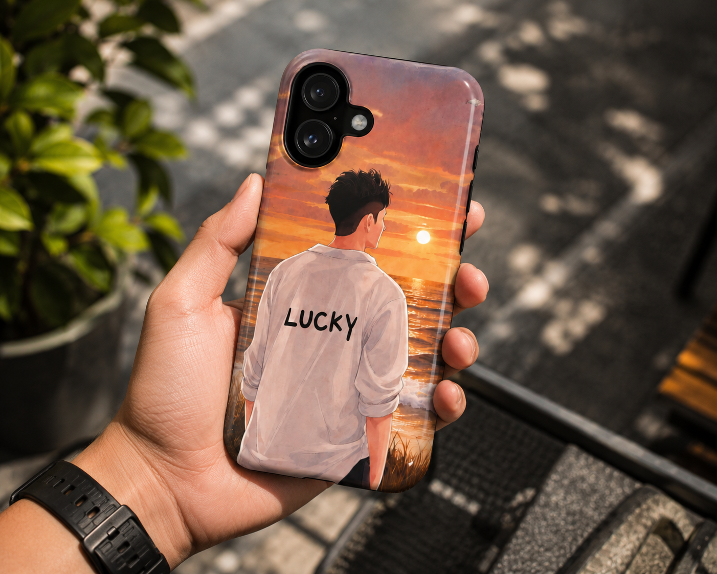 Sunset 'Lucky' Phone Case — Impact-Resistant Protective Cover