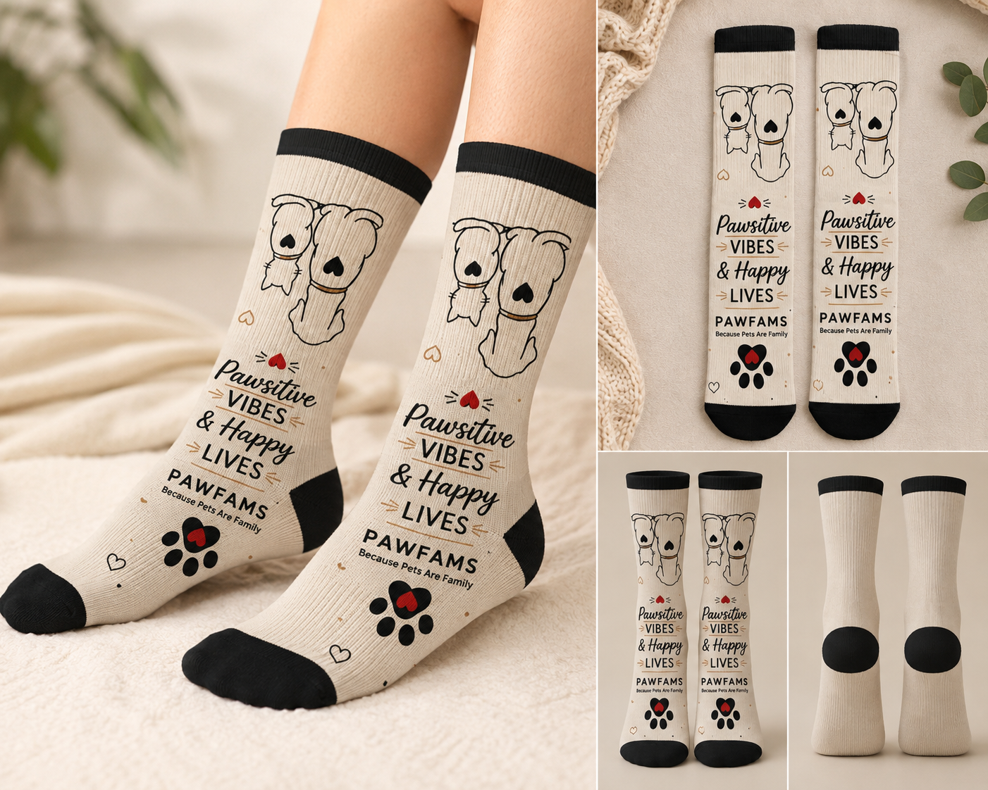 Happy Paw Parent Socks — Sublimated Dog Lover Crew Socks
