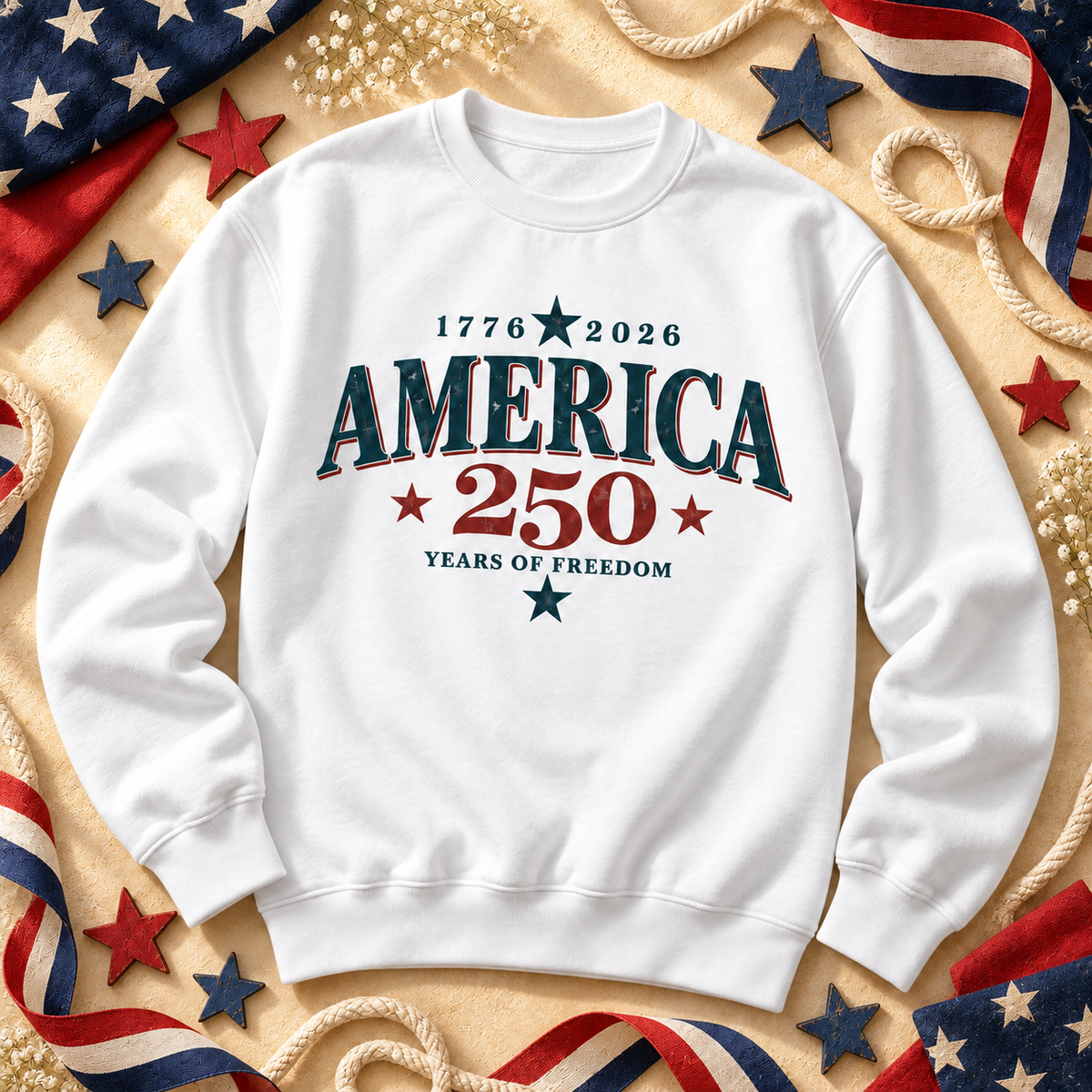 America 250 Sweatshirt — 1776–2026 250 Years of Freedom Crewneck