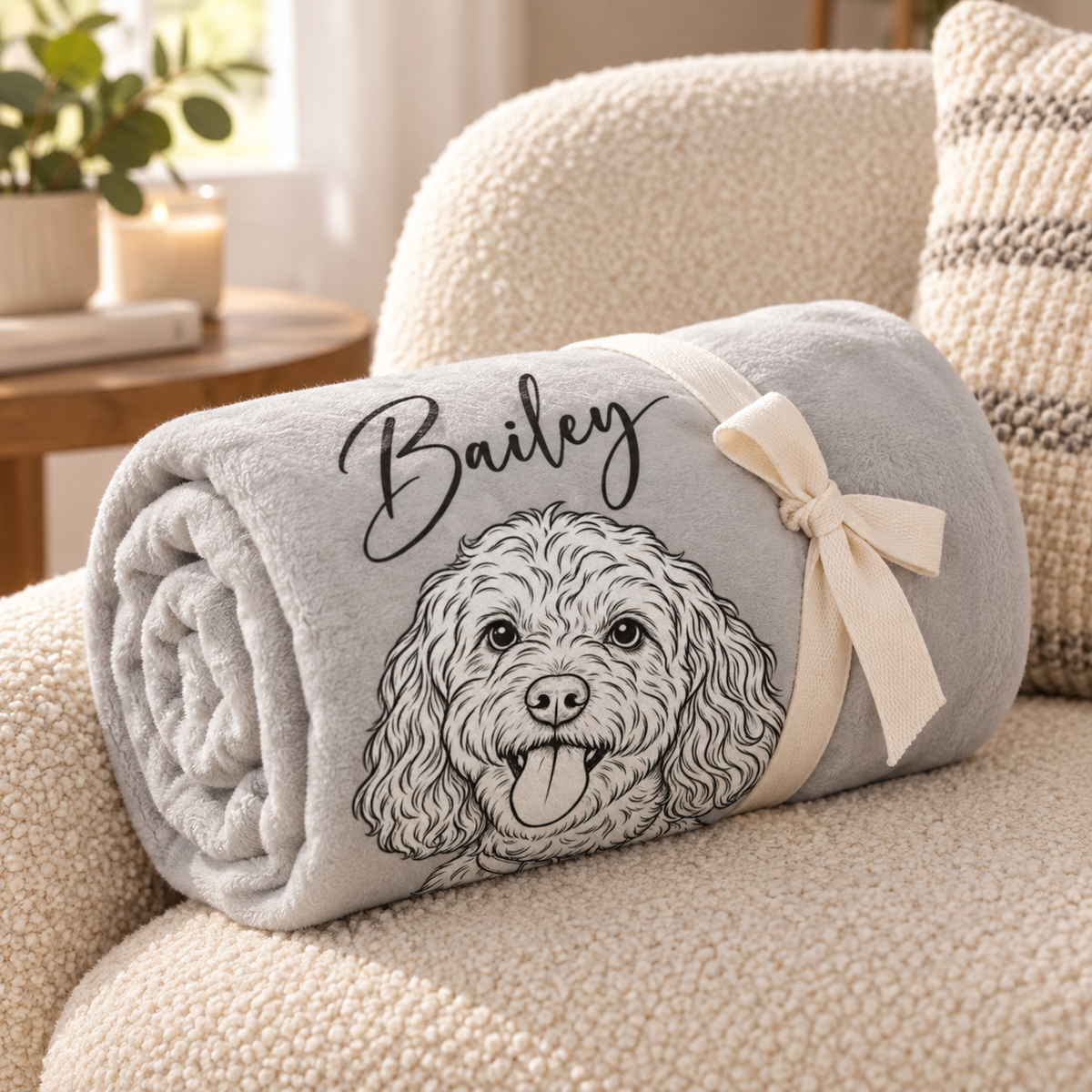 Personalized Dog Portrait Plush Blanket