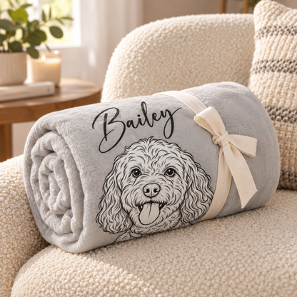 Personalized Dog Portrait Plush Blanket