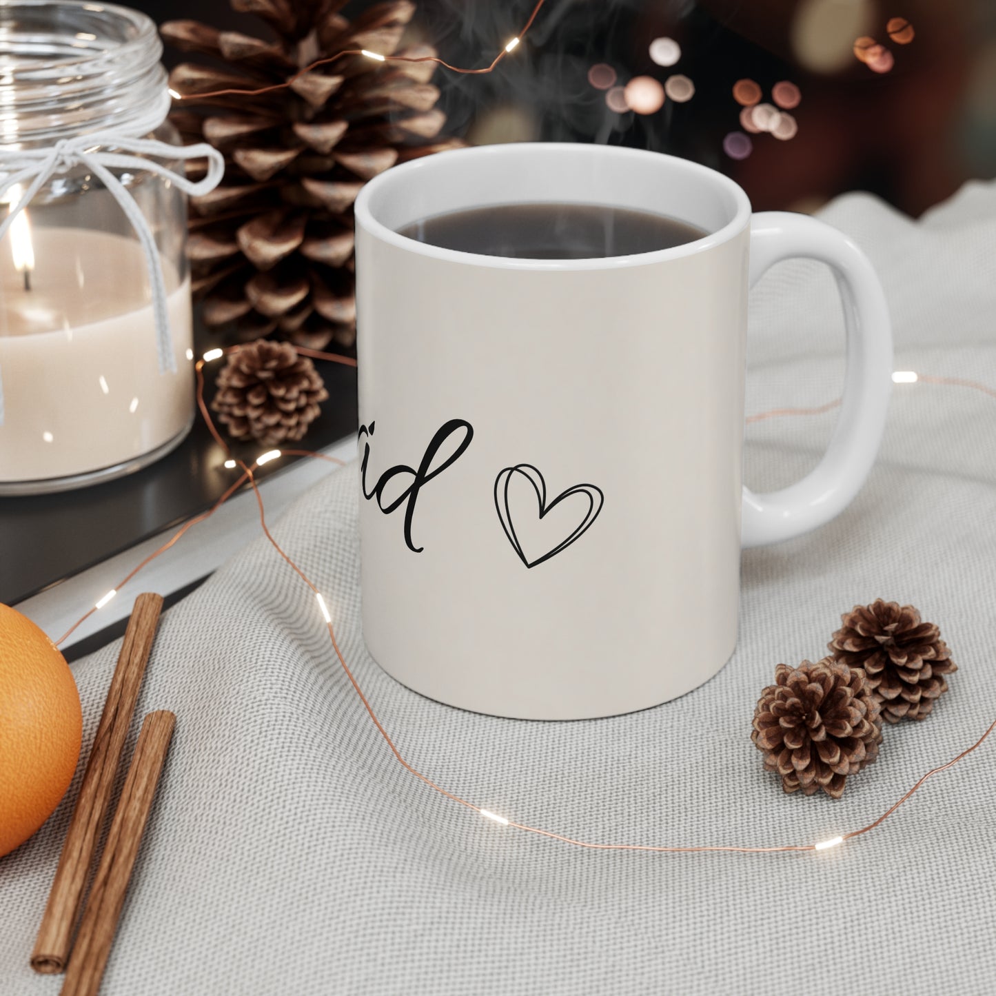 Personalized Name Mug – Elegant Script 11oz Ceramic Coffee Cup (Custom David)