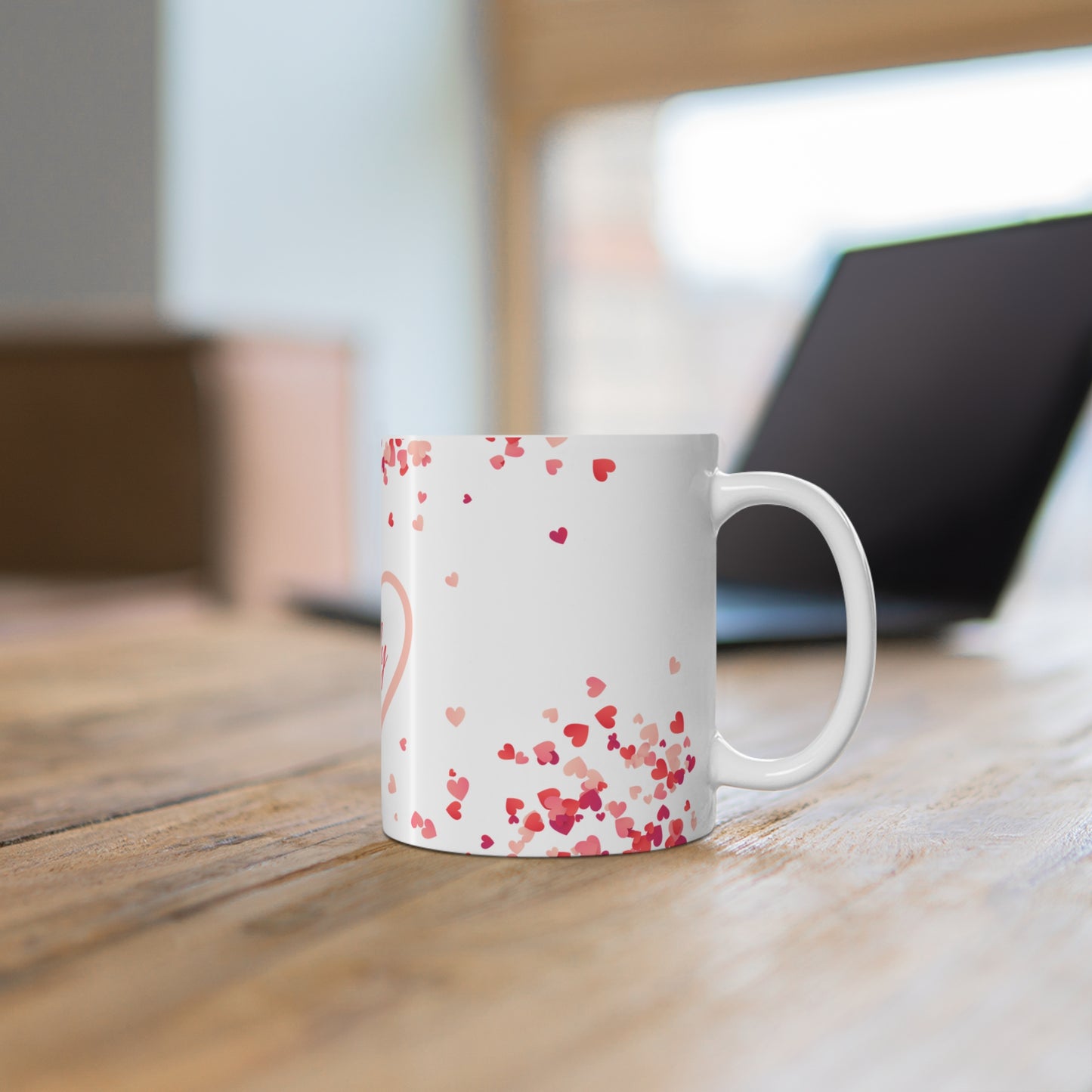 Personalized Heart Name Mug – Custom Emily Valentine’s Day Coffee Cup