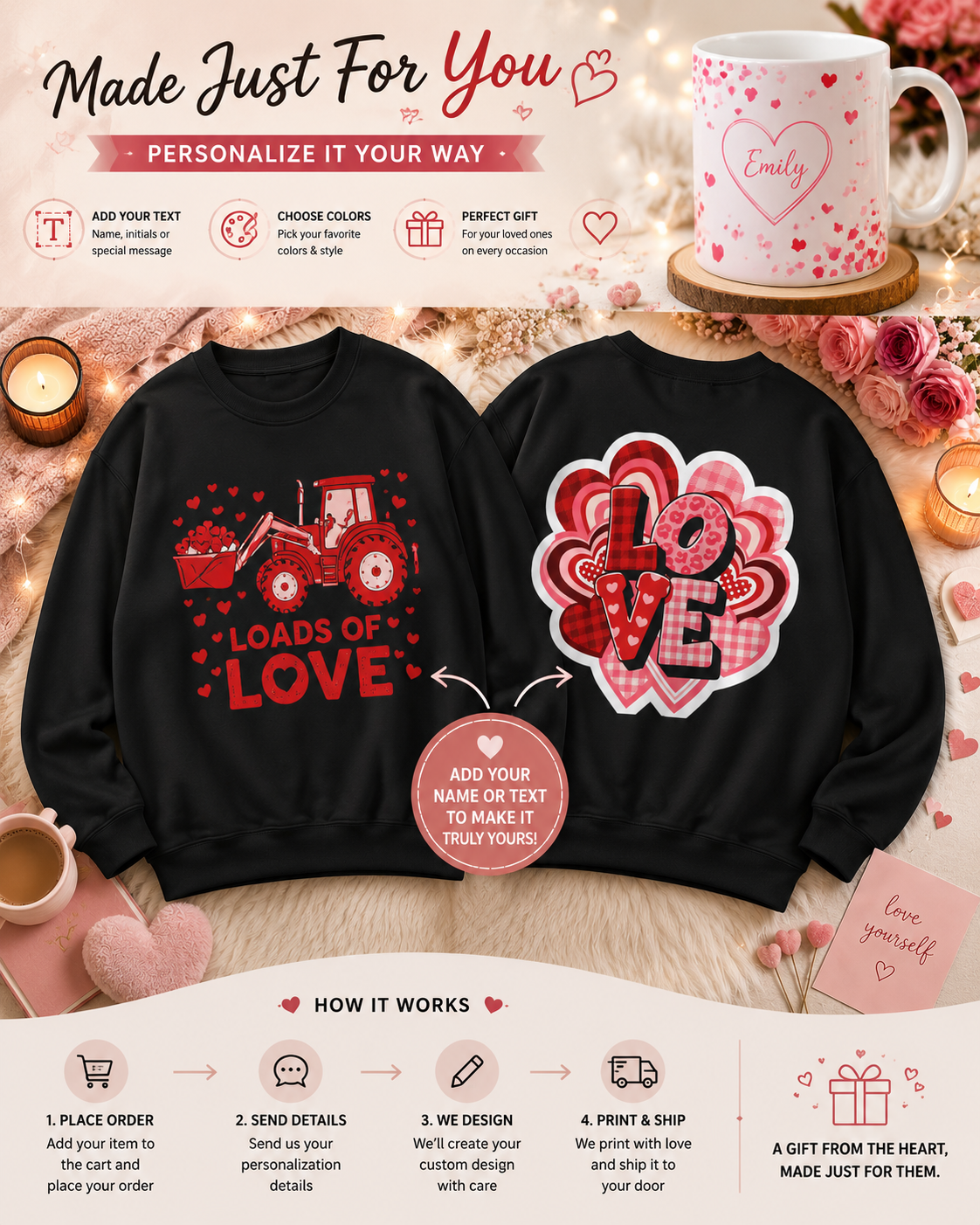 Loads of Love Sweatshirt — Valentine’s Tractor Love Crewneck